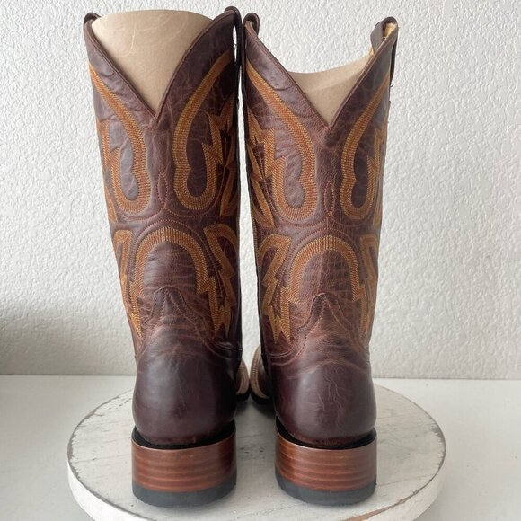 Rod Patrick Mens Cowboy Boots 8.5B Perro Loco Brown Leather Western Square Toe - Picture 3 of 14